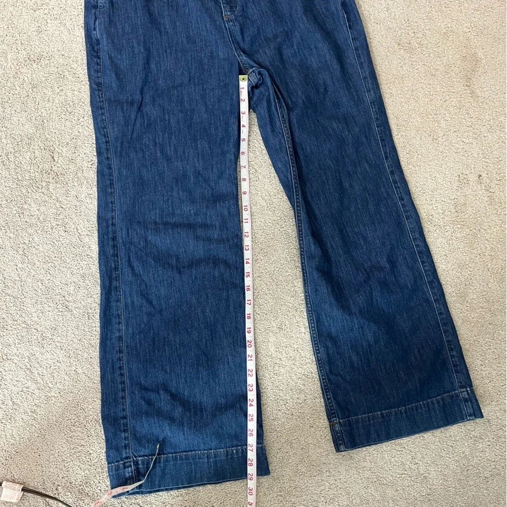 J Crew Classic Blue Women's Wide Leg Cotton Denim Trousers Jeans Size 32